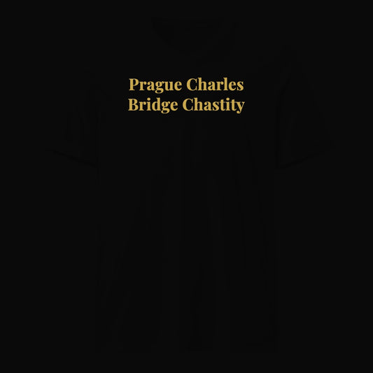 Prague Charles Bridge Chastity - Satirical Old Money T-Shirt by Boogie Threads Co